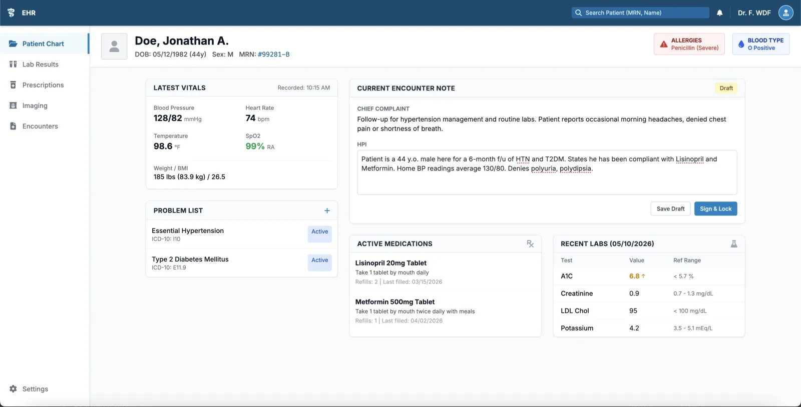 EHR Dashboard — clinical software built by WDF